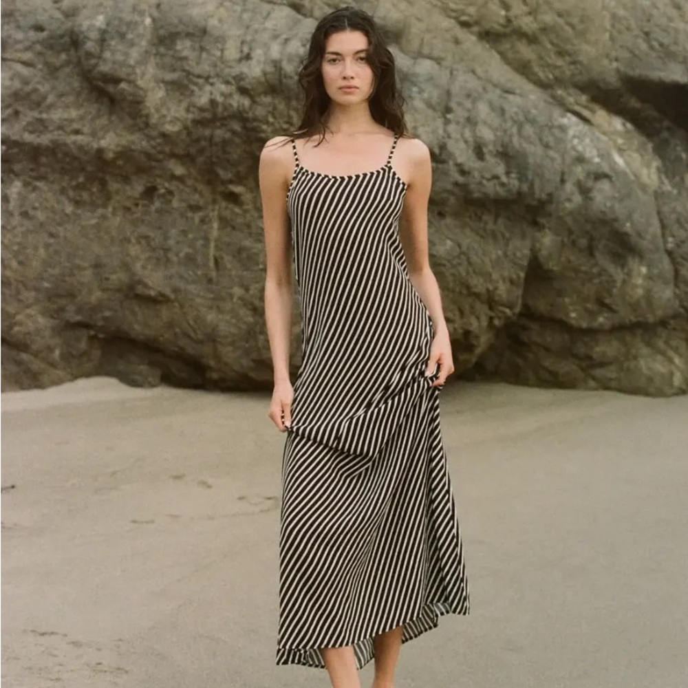 Striped Black and cream lightweight Maxi Dress